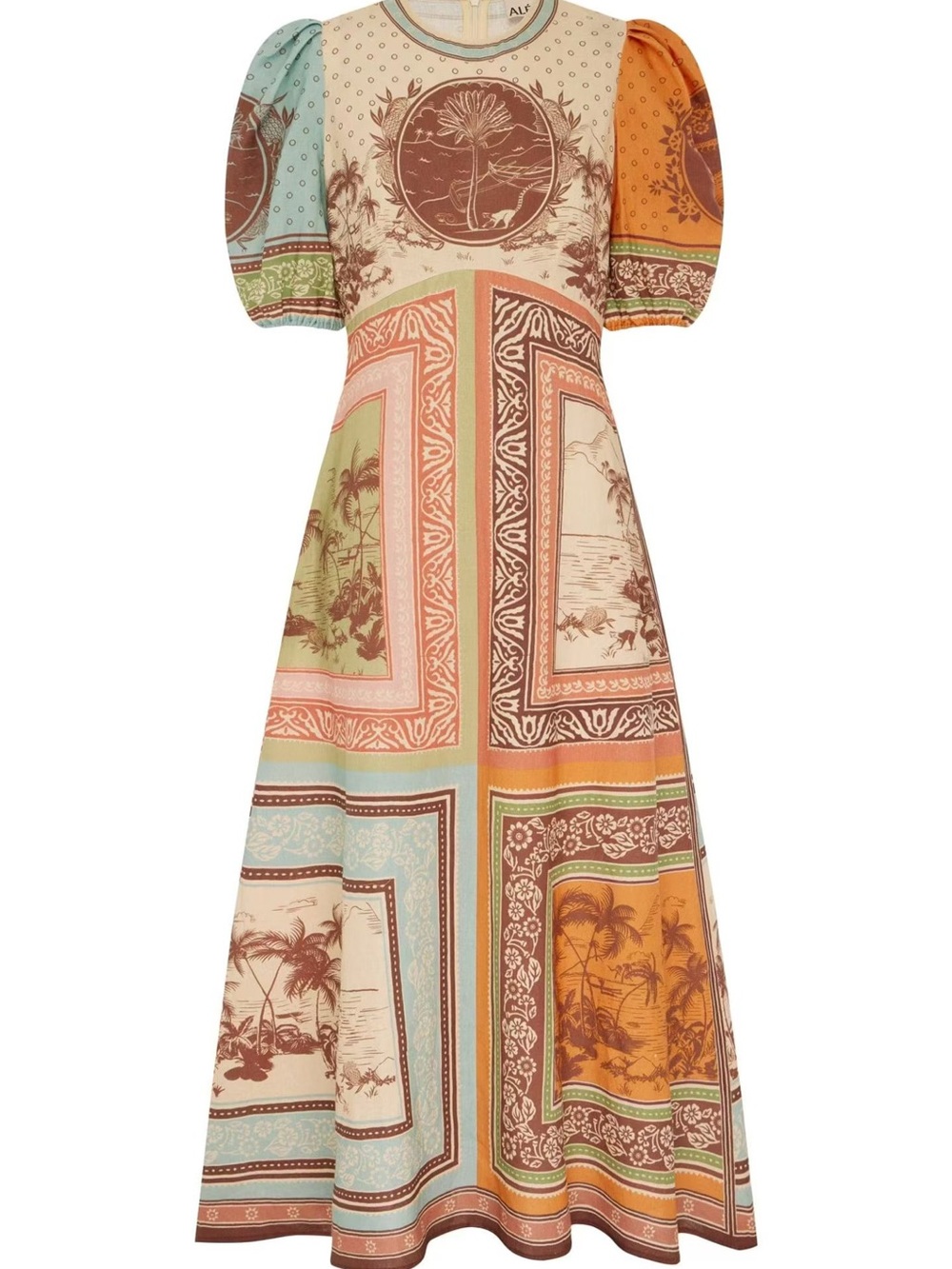 ALEMAIS Alberta Midi Dress Printed Patchwork Midi Dress, 2 4 6 - Picture 3 of 10
